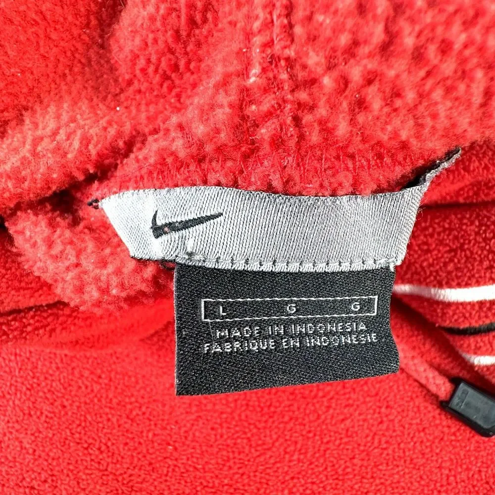 Vtg Nike Travis Scott Center Swoosh Spell Out Fleece Hoodie Sweatshirt Red Men L